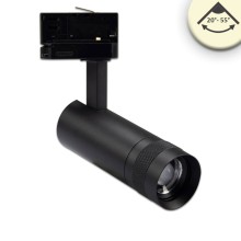ISOLED 3-PH Schienen-Strahler fokussierbar, 8W, 20°-55°, schwarz matt, 4000K, dimmbar