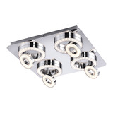 JUST LIGHT TIM LED Deckenleuchte Warmweiss 2,8W 4-fach Silber/Weiß 8,5-13cm 14522-17