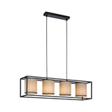 JUST LIGHT RAVEN Pendelleuchte E27 max.25W 4-fach Schwarz/Beige 60-120cm 15305-18