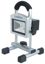 Ledino LED-Akkustrahler 10W tragbarer Baustrahler Köpenick 102, 2,2 Ah, silber tageslichtweiss