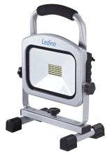 Ledino LED-Akkustrahler 20W mobiler Fluter, Bauleuchte Charlottenburg 20A2, silber tageslichtweiss