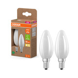 2er Pack OSRAM LED Lampe CLASSIC B höchste Energieeffizienzklasse A 2.2W 827 Frosted E14 Warmweiss 4099854253805