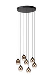 Lucide TAMINO LED Pendelleuchten 7-fach 7W dimmbar Warmweiss Modern Schwarz 50-186cm 74419/07/30