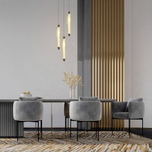 Maytoni Verticale LED Pendelleuchte, Hängeleuchte 8W Cognac-Farbe Chrom Warmweiss