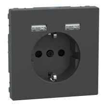 Merten MEG2366-6034 Schutzkontakt Steckdose mit USB Ladegerät Anthrazit, System Design