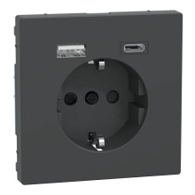 Merten MEG2367-6034 Schutzkontakt Steckdose mit USB Ladegerät Anthrazit, System Design