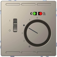 Merten MEG5764-6050 Fußbodentemperaturregler 230V mit Schalter und Zentralplatte, Nickelmetallic, System Design