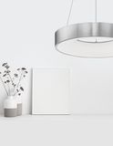 Nova Luce RANDO THIN LED Pendelleuchte Silber 30W Warmweiss 120x38cm dimmbar 9453434