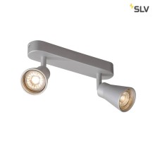 SLV 1000891 AVO CW Double Indoor Wand- und Deckenaufbauleuchte QPAR51 silber max. 50W