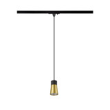 SLV PURI 2.0 Cone, 1 Pendelleuchte, GU10, Pendellänge 200cm, 1x max. 6W, schwarz / gold 1008259