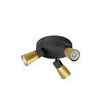 SLV PURI 2.0 Dome, Wand- und Deckenaufbauleuchte, rund, 3 x max. 6W GU10, schwarz / gold 1008341